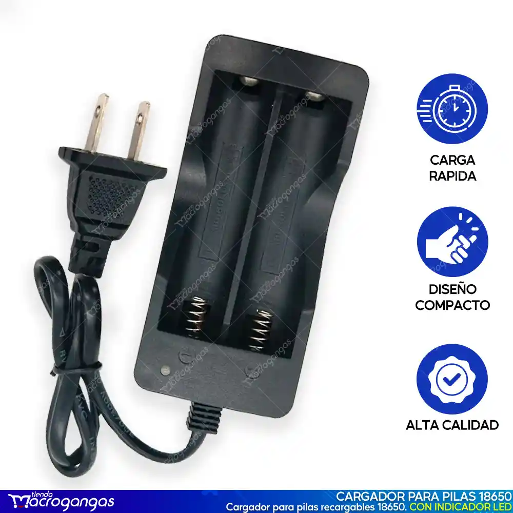 Cargador Baterías Pilas 18650 3.7v ~ 4.2v Litio