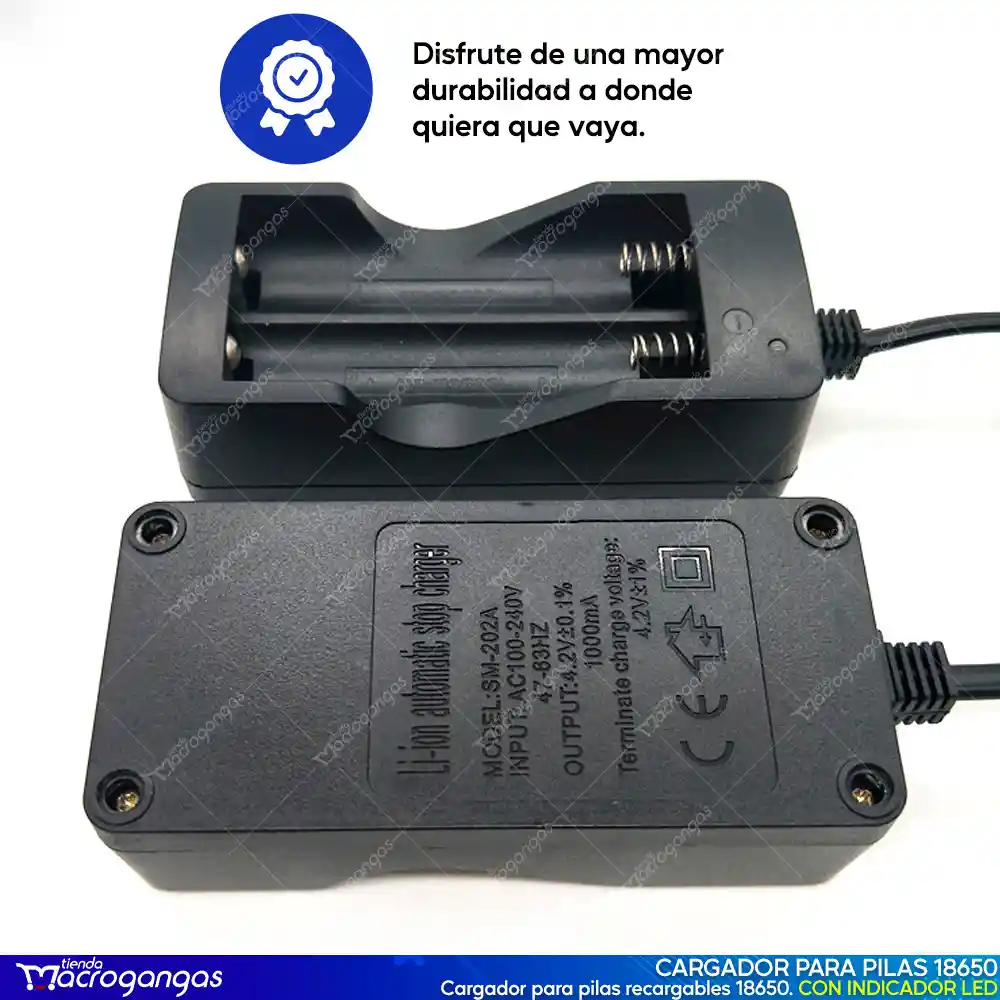 Cargador Baterías Pilas 18650 3.7v ~ 4.2v Litio