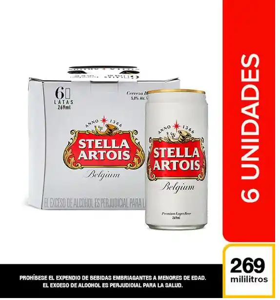 Sixpack Cerveza Stella Lata