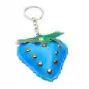 Llavero Diseño Fresa Con Taches Azul