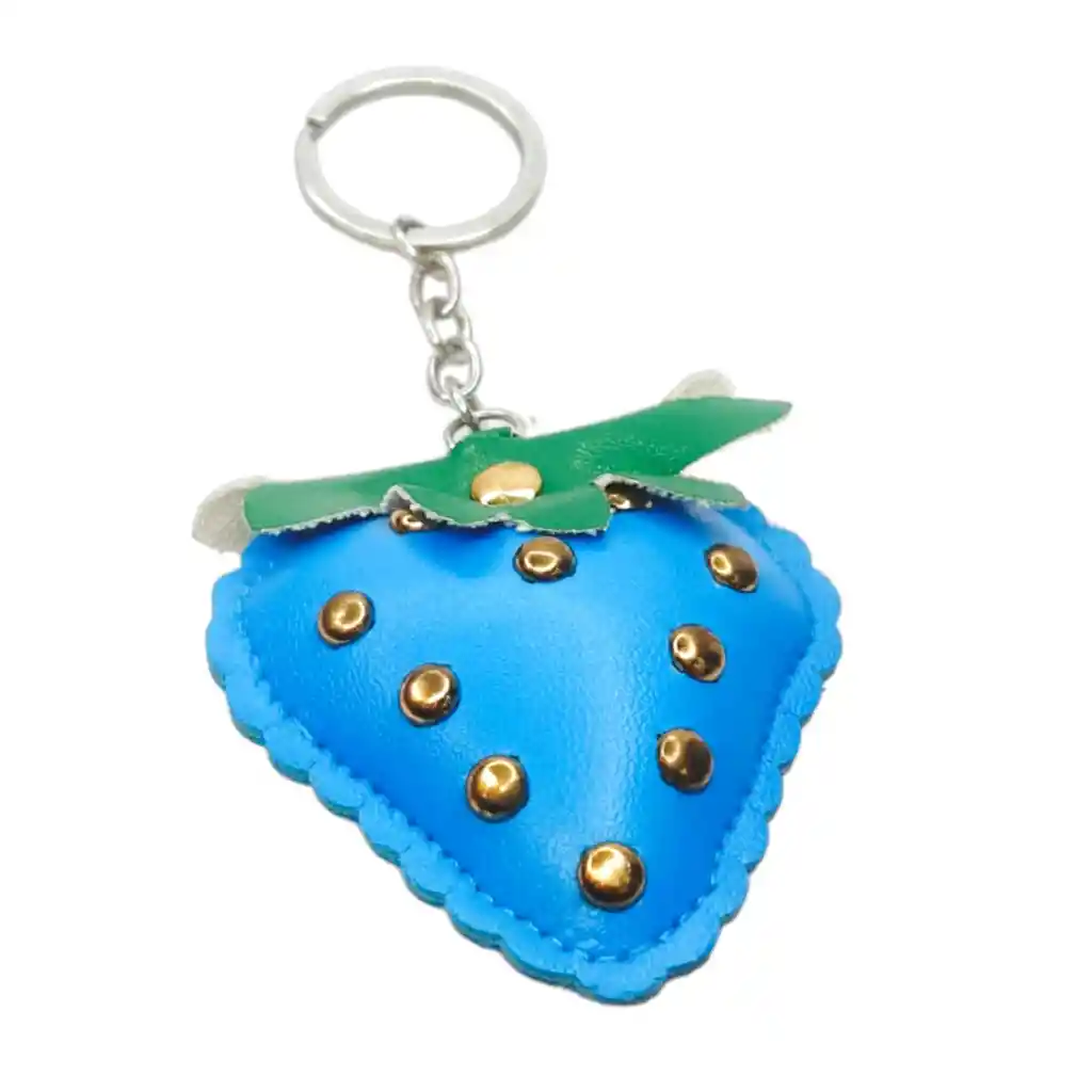 Llavero Diseño Fresa Con Taches Azul