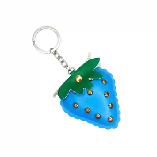 Llavero Diseño Fresa Con Taches Azul