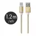 Cable Lightning En Nylon Trenzado De 1.2 M Laut En Dorado