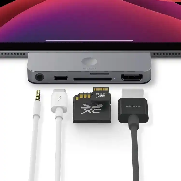 Adaptador Multipuerto Usb-c Para Macbook, Ipad Elago En Gris