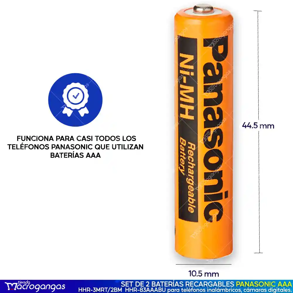 Pilas Baterias Recargable Panasonic Aaa 1.2v 830mah Pack X2