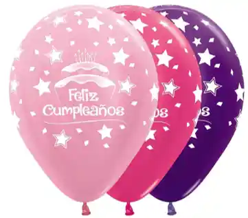 R-12 Bombas Globos Fiesta Sempertex Infinity Feliz Cumpleaños Torta Niñas Colores Satin Y Metal Surtidosx 12 Globos