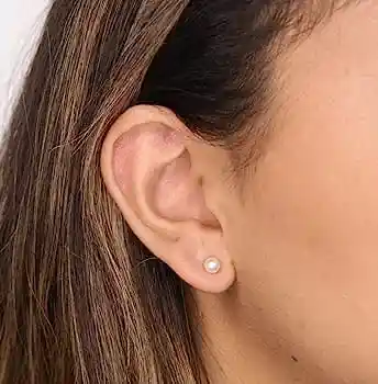 Aretes En Acero Diseño Perla 3 Mm