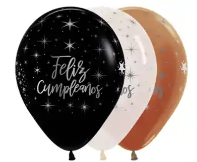 R-12 Bombas Globos Fiesta Sempertex Infinity Mink Feliz Cumpleaños Radiante Fashion Y Metal Surtidos X12 Globos