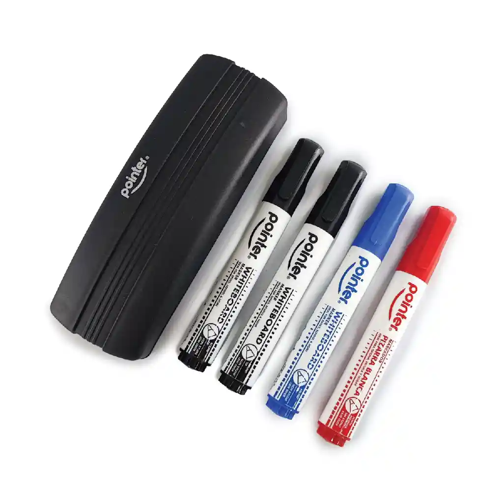 Set Marcadores Borrable Pointer X4 Und + Borrador De Tablero