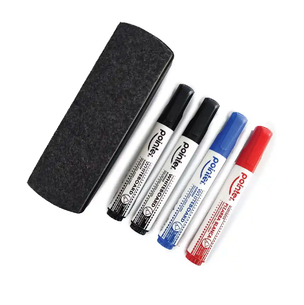 Set Marcadores Borrable Pointer X4 Und + Borrador De Tablero