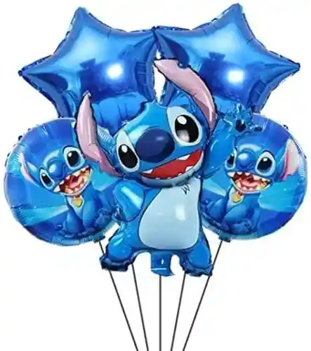 Globo Stitch Metalizado Bouquet De Globos Paquete X 5 U