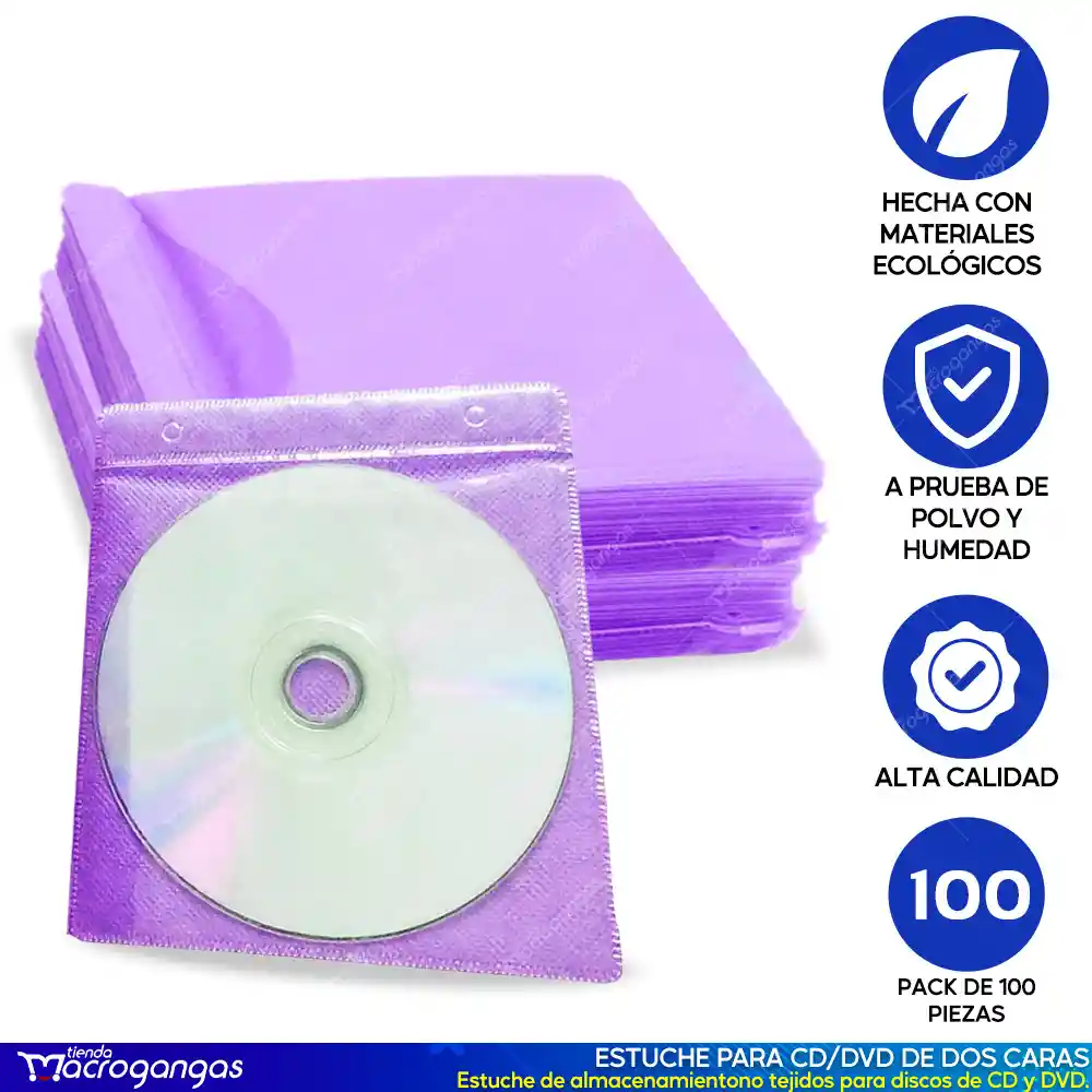 Funda Sobre En Felpa Para Cd Dvd Paquete 100 Unidades