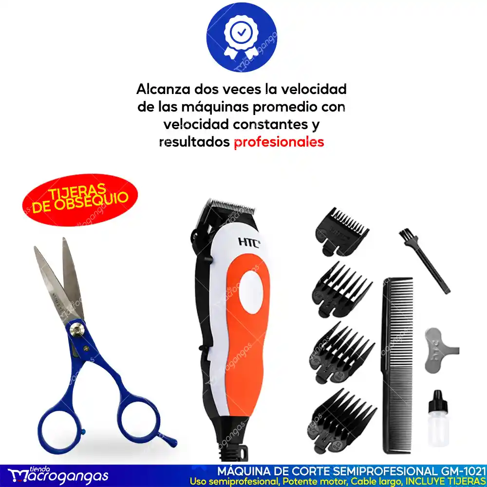  Maquina Corte Cabello Peluqueria Barba Semiprofesional HTC 