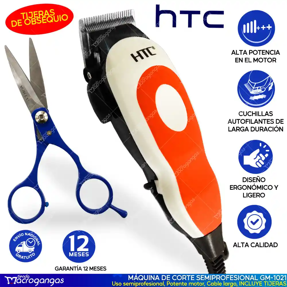  Maquina Corte Cabello Peluqueria Barba Semiprofesional HTC 