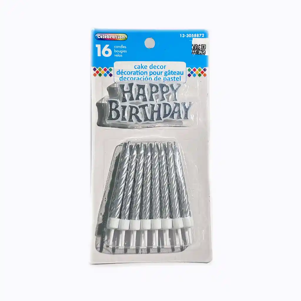 Velas Feliz Cumpleaños Plateadas