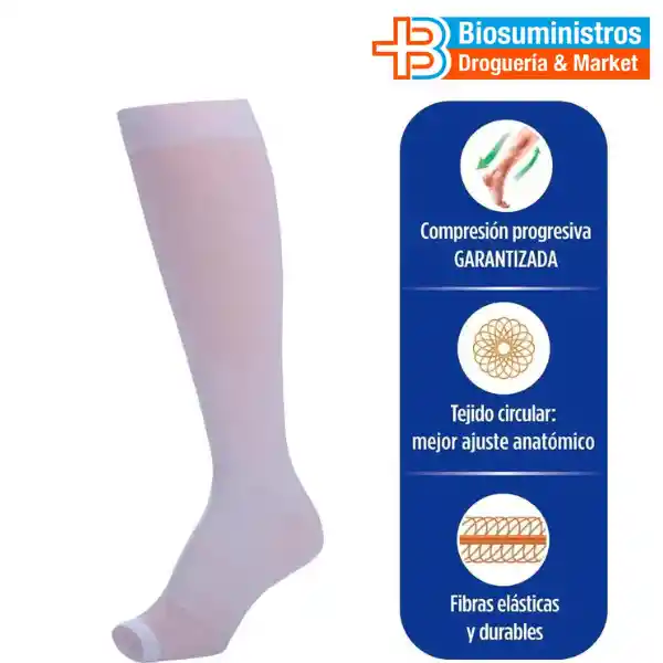  Media Antiembolica A La Rodilla 1822 Mmhg No-Varix Talla M Color Blanco 