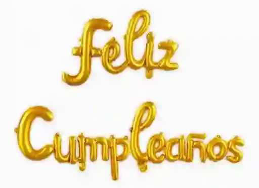 Feliz Cumpleaños Globo Metalizado Letras Cursiva (dorado)
