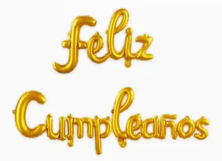 Feliz Cumpleaños Globo Metalizado Letras Cursiva (dorado)