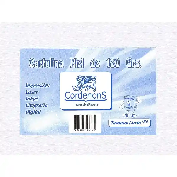 Cartulina Piel De Angel Carta 180 Gr X 50 Unidades