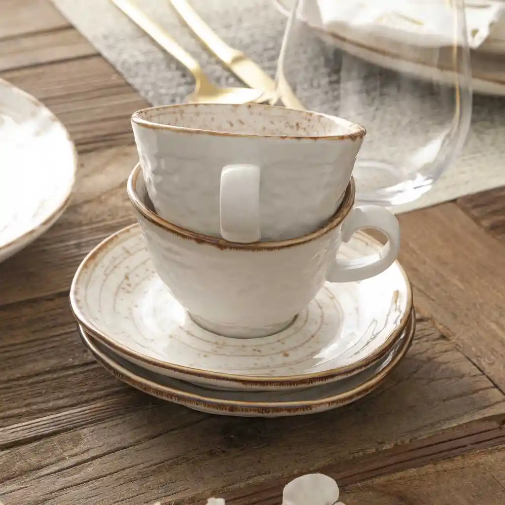 Set Pocillo y Plato Arena Ambiente Gourmet