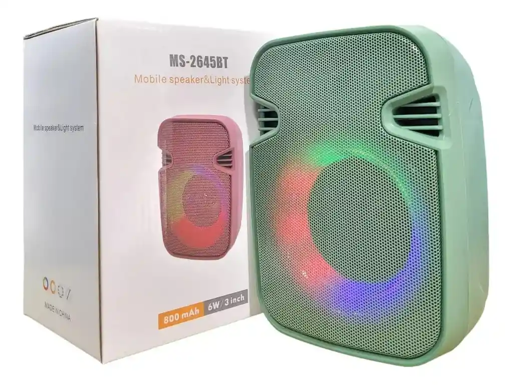 Parlante Portátil Inalámbrico Luz Led Usb Bluetooth Radio Ms-2645bt