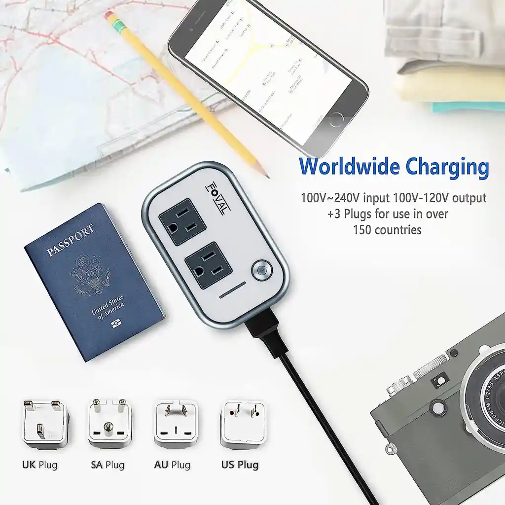 Convertidor De Voltaje Para Viaje 220v 110v Adaptador Universal Varrias Cabezas