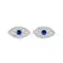 Aretes Para Mujer Ojo Azul Zircones Fabricados En Plata 925