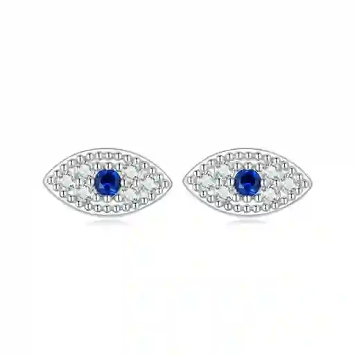 Aretes Para Mujer Ojo Azul Zircones Fabricados En Plata 925