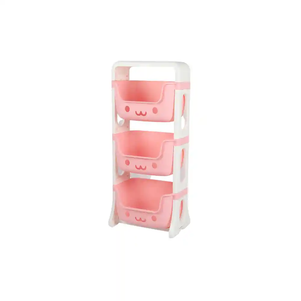 Organizador De Juguetes Multiuso 3 Niveles Plastico Blanco Y Rosa