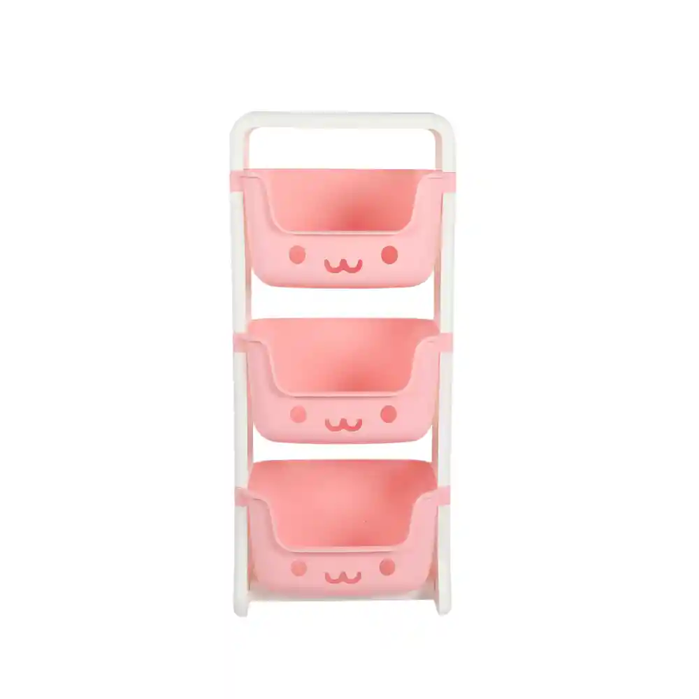 Organizador De Juguetes Multiuso 3 Niveles Plastico Blanco Y Rosa