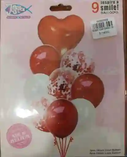 Bouquet Globo Bombas Love, Confeti De Látex, Corazón De Amor X10 Unds Rojo