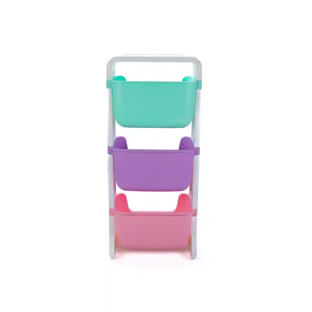 Organizador De Juguetes Multiuso 3 Niveles Verde,morado Y Rosa