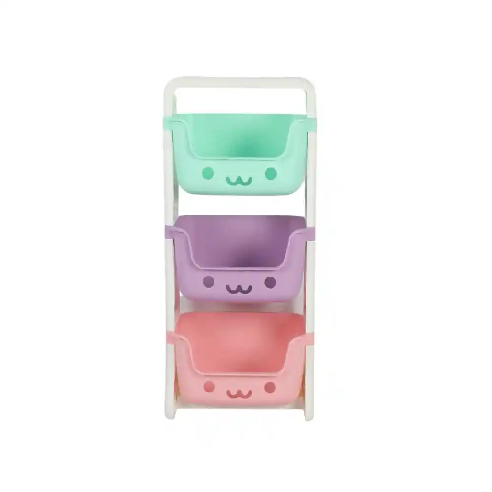 Organizador De Juguetes Multiuso 3 Niveles Verde,morado Y Rosa