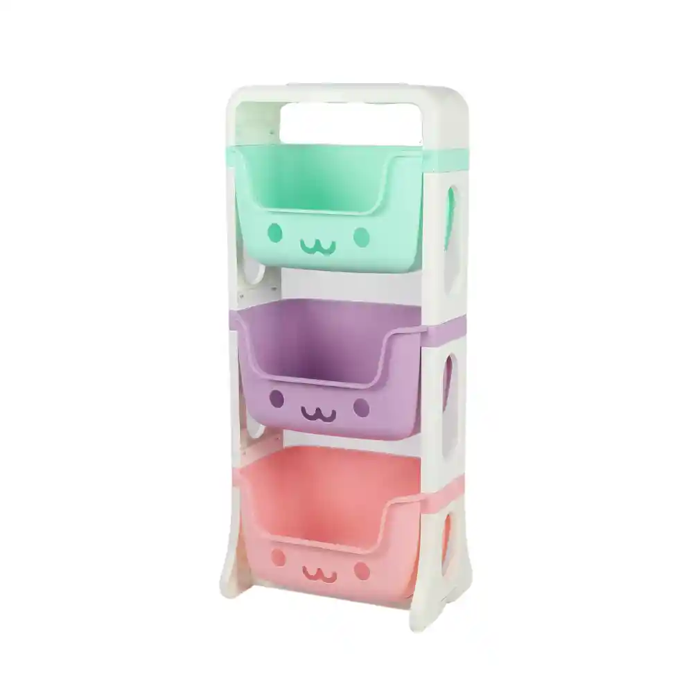 Organizador De Juguetes Multiuso 3 Niveles Verde,morado Y Rosa