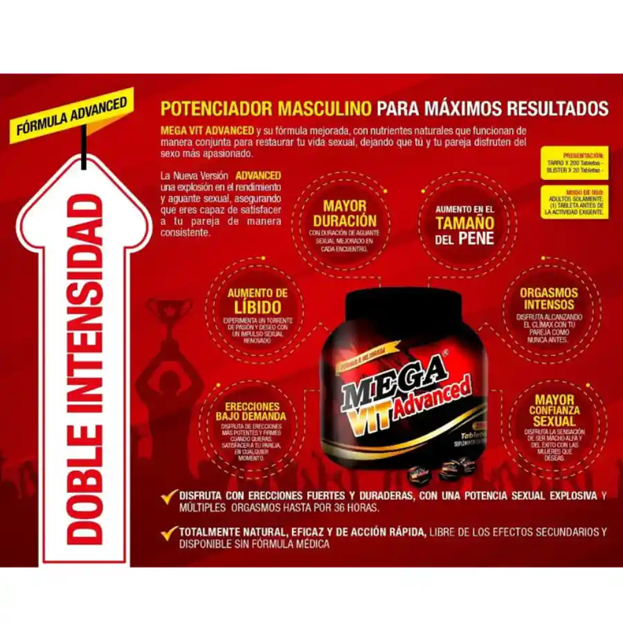 Mega Vit Advanced Potenciador Sexual Masculino X 3 Comprimidos