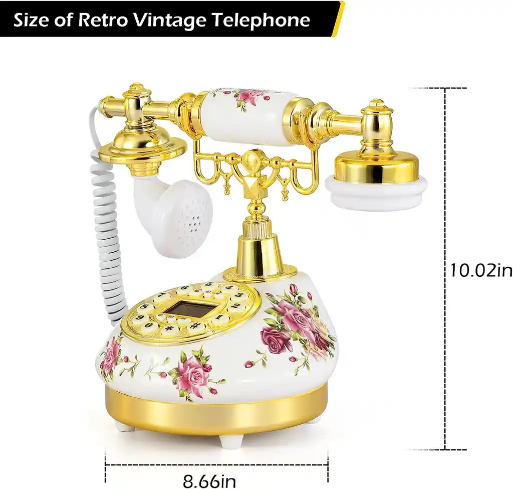 Teléfono Fijo Funcional Vintage Diseño Retro Cerámica Tono Pantalla Lcd Antiguo Decorativo