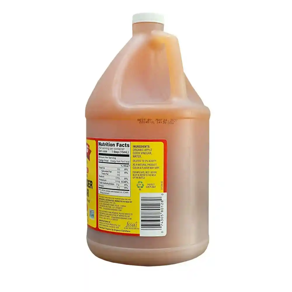 Vinagre De Cidra De Manzana Original Con Madre Bragg 3,79 L