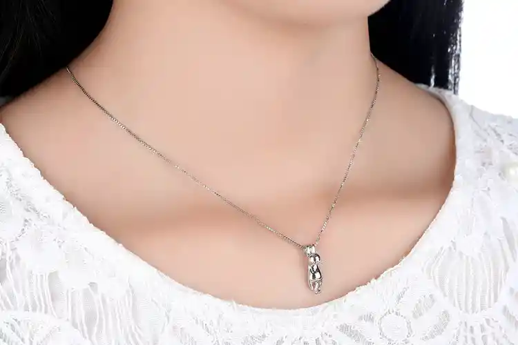 Collar Cadena Dije Gato Colgado Para Mujer En Plata 925
