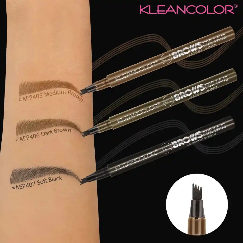 Kleancolor-lapiz De Cejas Tipo Microblading Brows For Days Waterproof Medium Brown