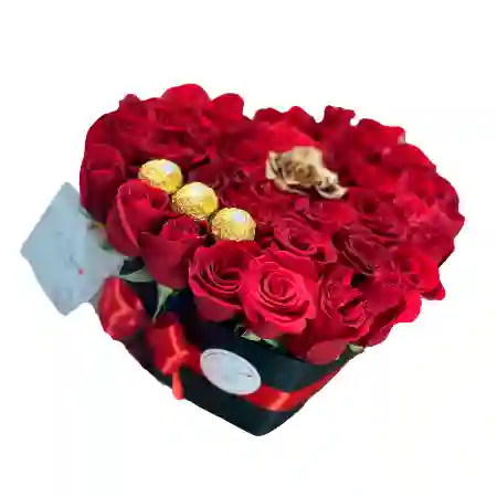 Caja De Rosas Corazón