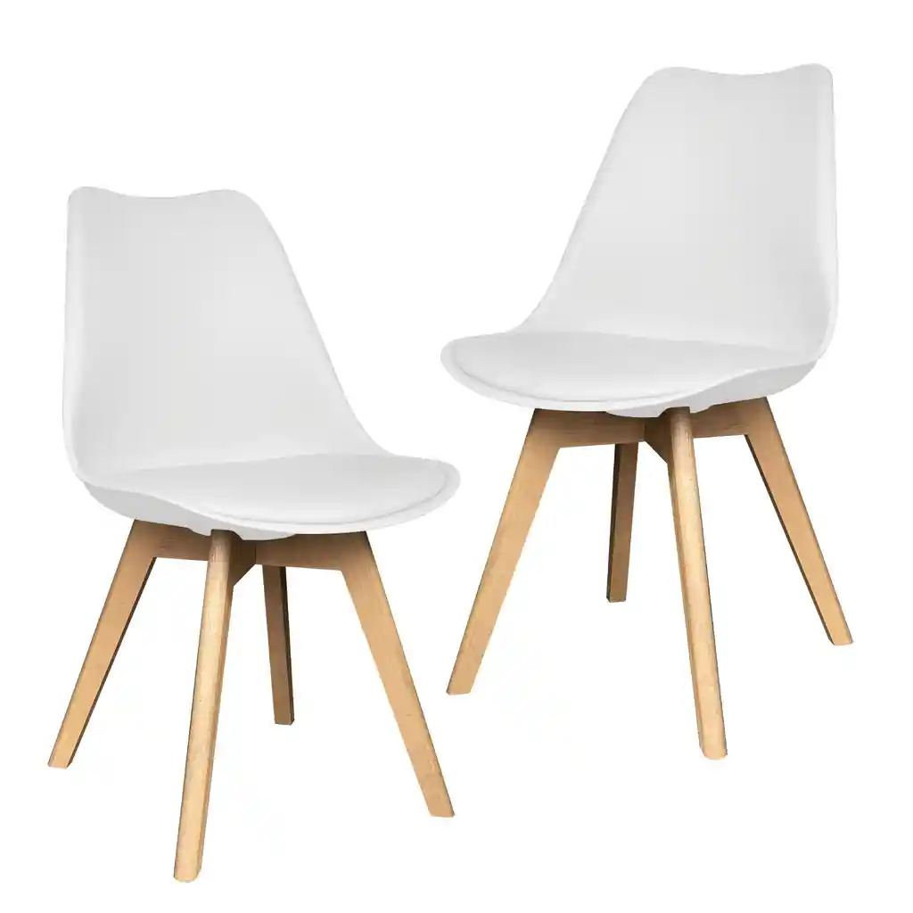 Set 2 Sillas Eames Acolchadas Silla Comedor Patas De Madera