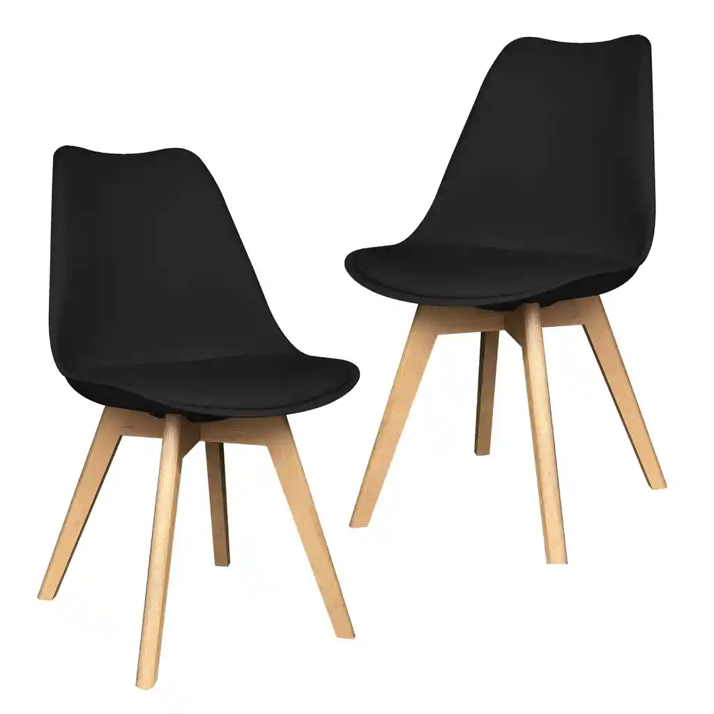 Set 2 Sillas Eames Acolchadas Silla Comedor Patas De Madera