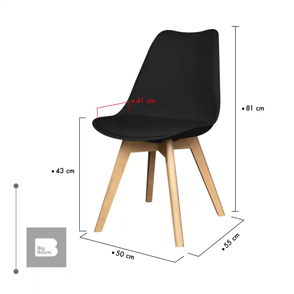 Set 2 Sillas Eames Acolchadas Silla Comedor Patas De Madera