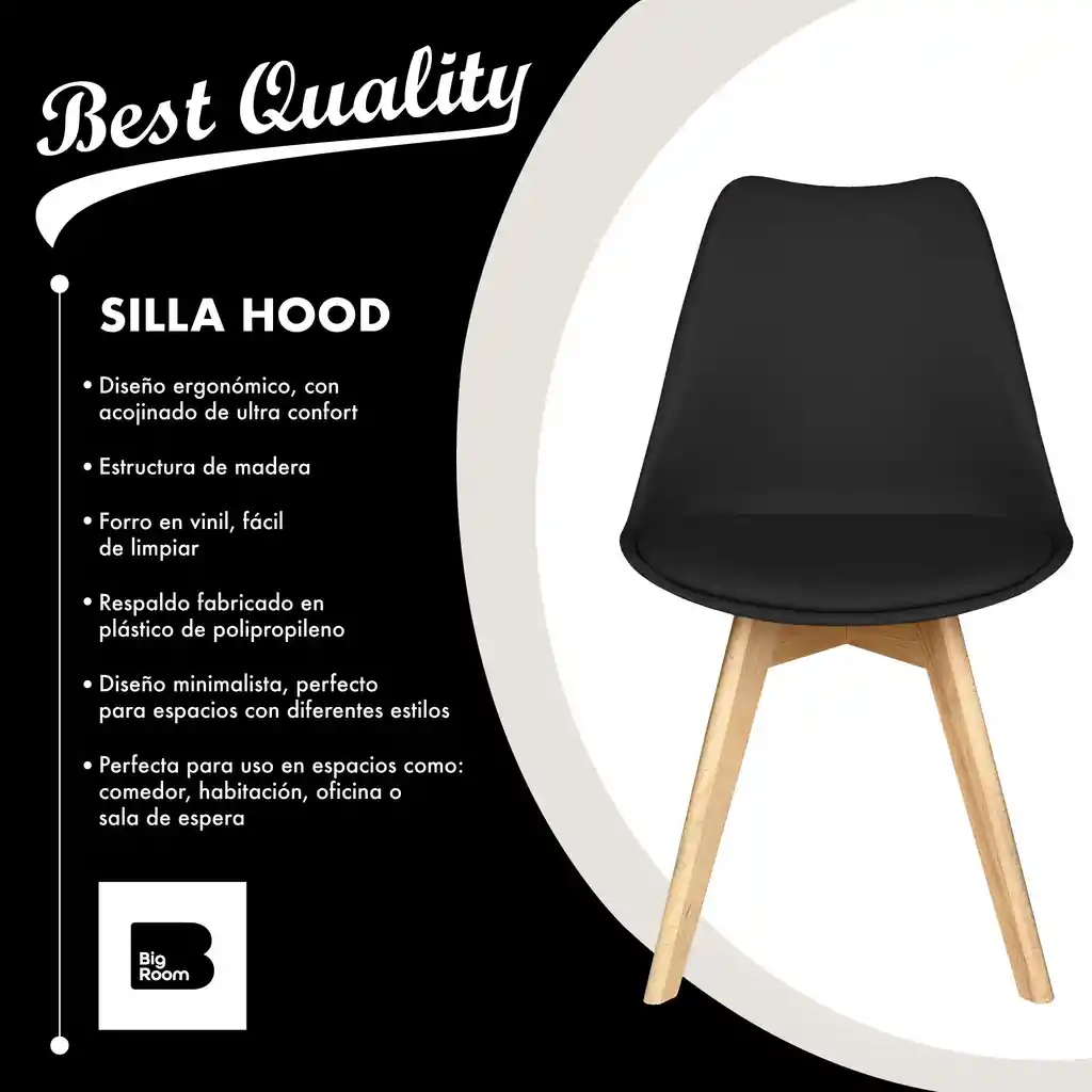 Set 2 Sillas Eames Acolchadas Silla Comedor Patas De Madera