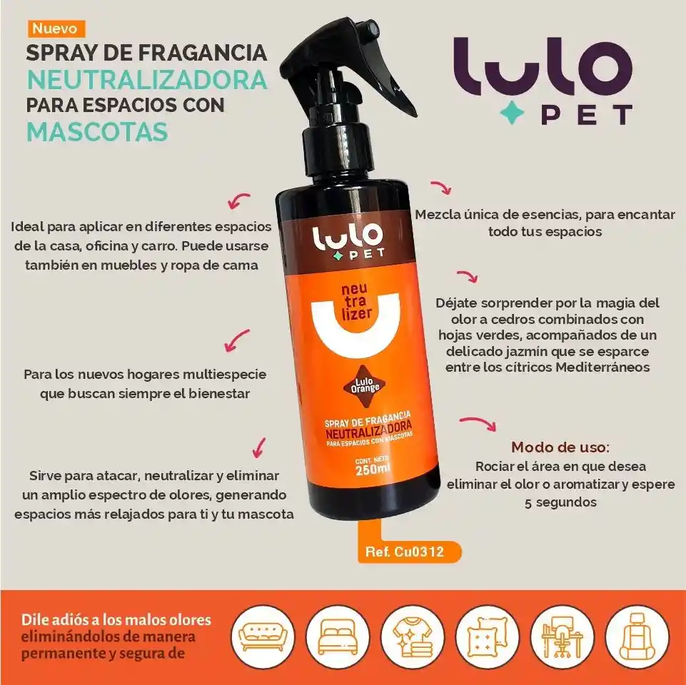 Fragancia Neutralizadora De Olores Lulo Pet Orange