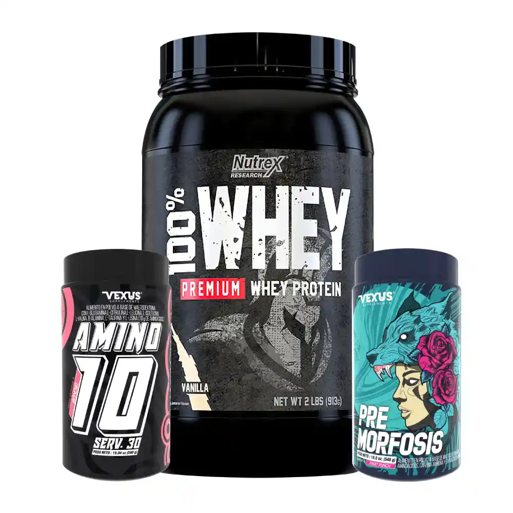 100% Whey Premium 2 Lb + Amino 10 30 Serv + Pre Morfosis 30 Serv