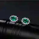 Aretes Alhajas Para Mujer Tipo Princesa Con Esmeralda En Plata 925