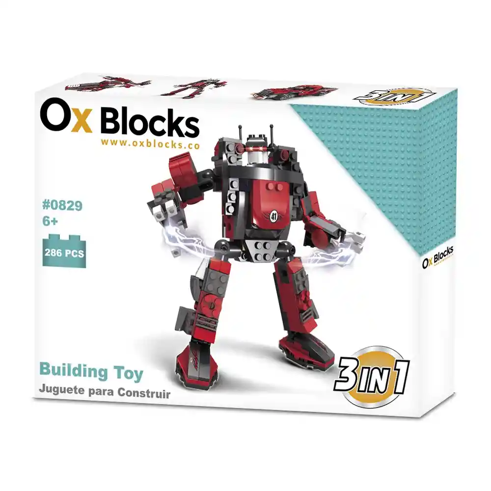 Ox Adventures 3 En 1 Juguete Para Construir 286 Piezas Ox Blocks 0829