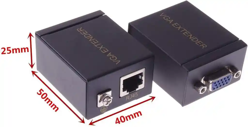 Adaptador Vga Extensor De Señal Rj45 Extensión Repetidor Transmisor Receptor Extender