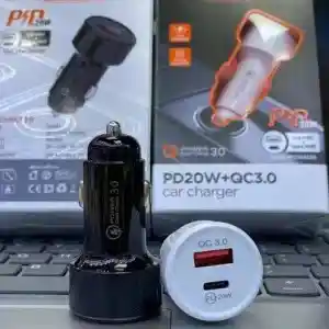 Cargador De Carro Carga Rápida Pd20w + Qc3.0 Para Celular Doble Línea